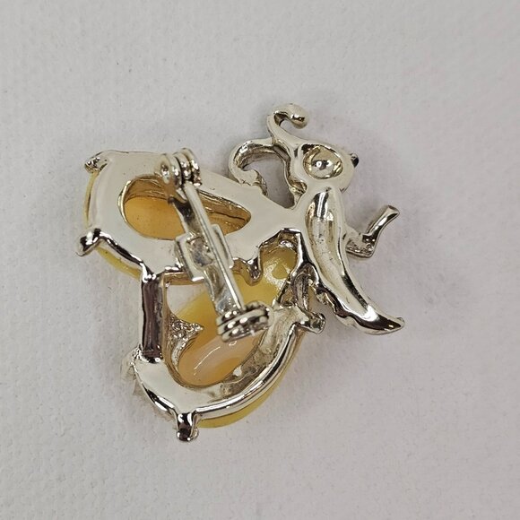 Silver Tone Insect Bee Brooch Yellow Wings Bug Unmarked Pin - Picture 2 of 7